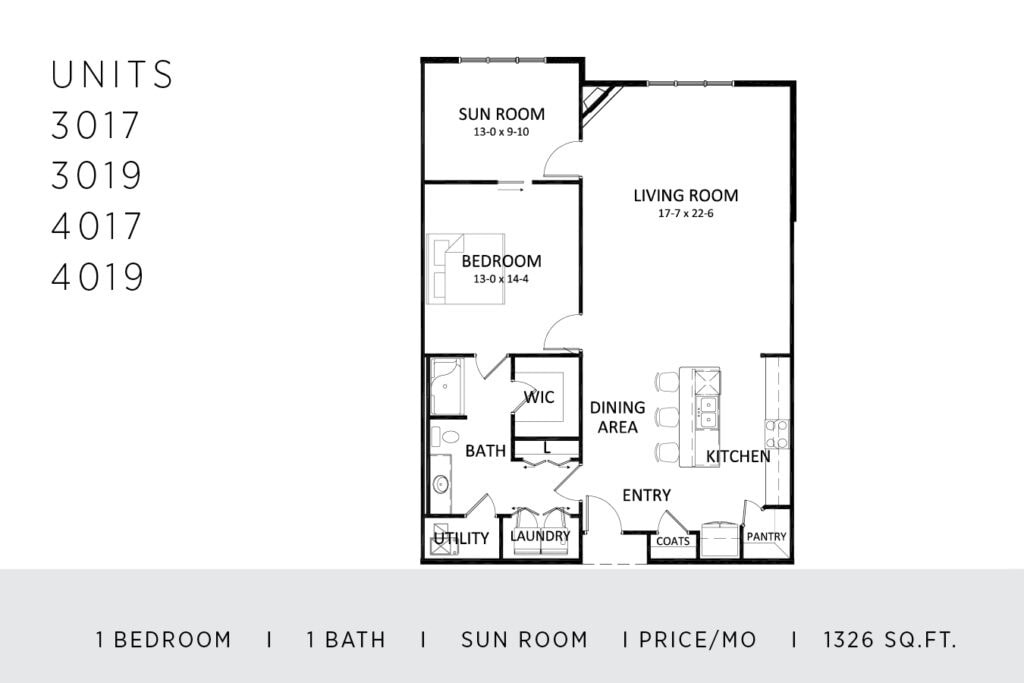 One Bedroom - 1326 Sq. Ft.