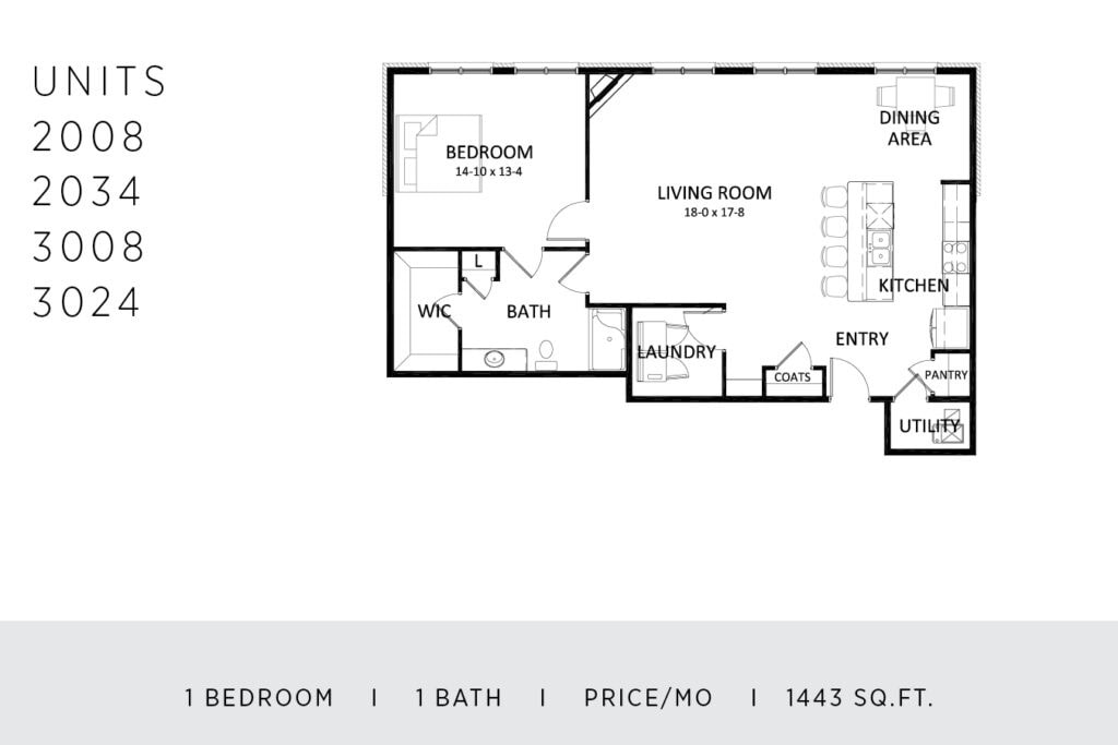 One Bedroom - 1443 Sq. Ft.