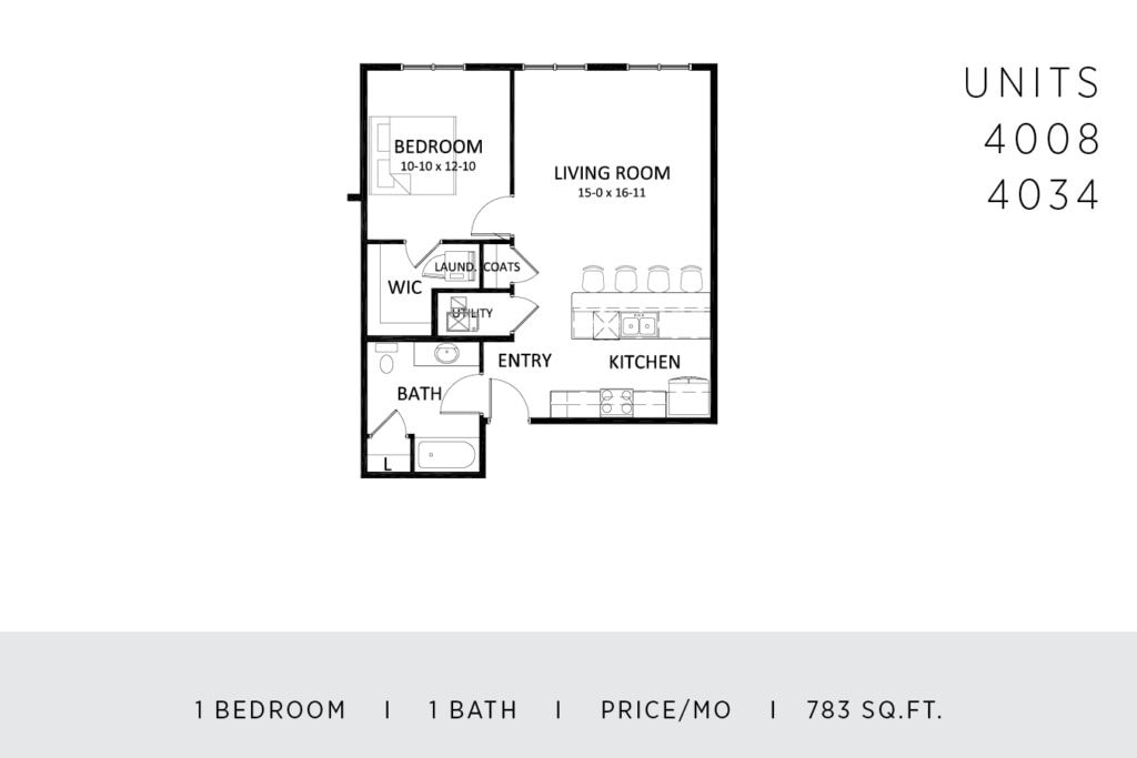 One Bedroom - 738 Sq. Ft.