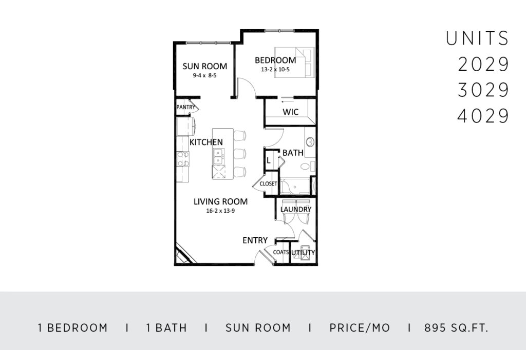 One Bedroom - 895 Sq. Ft.