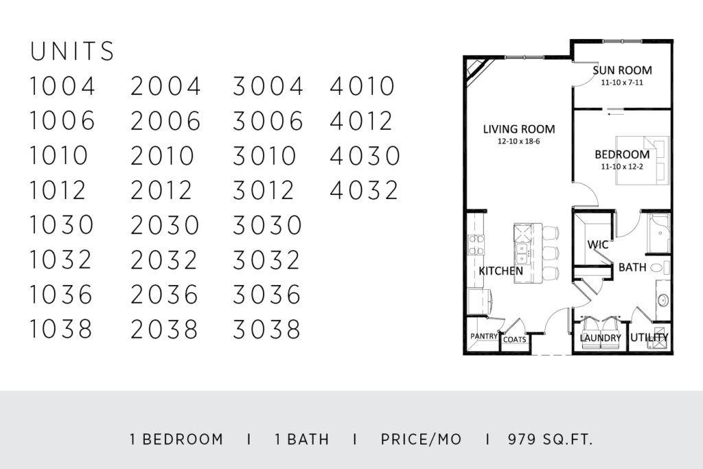 One Bedroom - 979 Sq. Ft.
