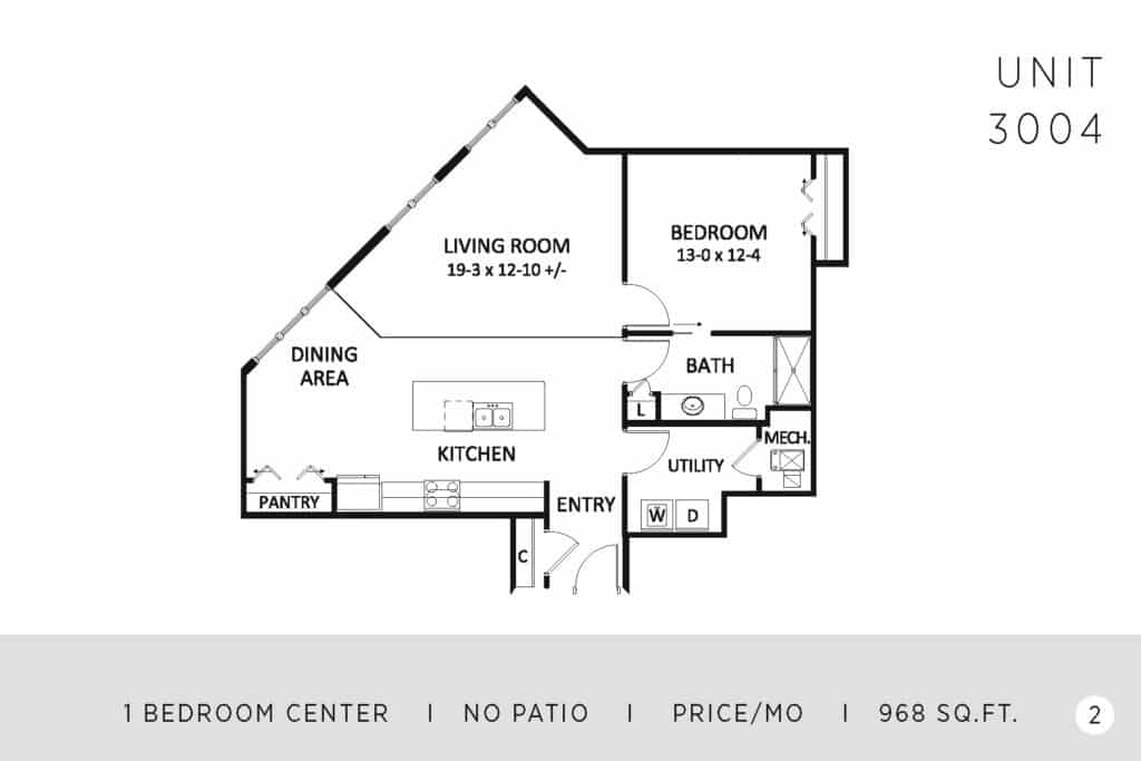 One Bedroom - 968 Sq. Ft.