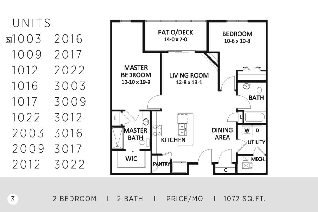Two Bedroom - 1072 Sq. Ft.