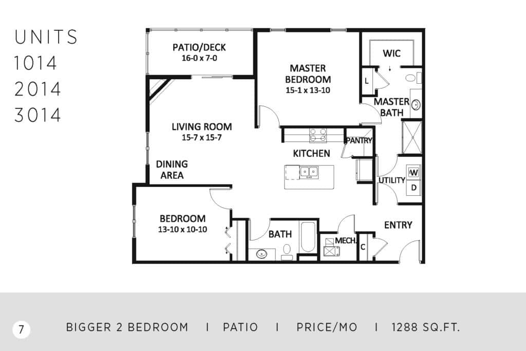Two Bedroom - 1288 Sq. Ft.