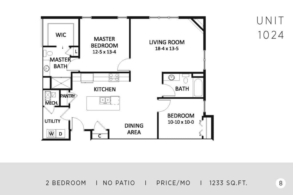 Two Bedroom - 1233 Sq. Ft.