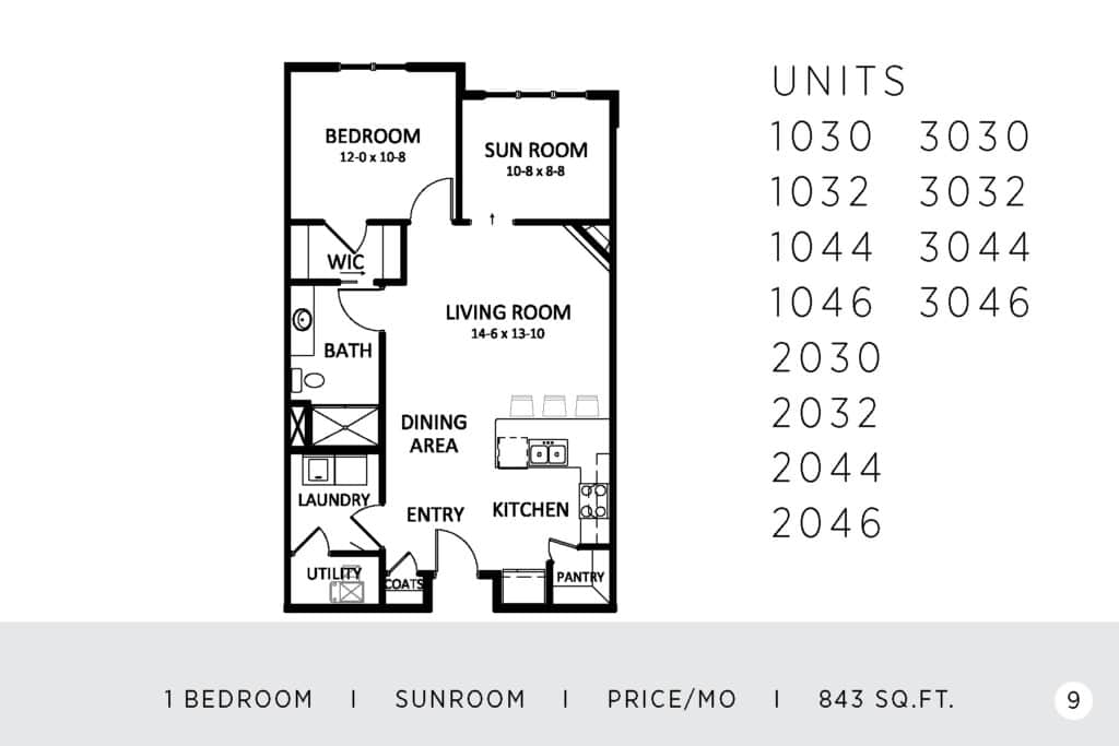 One Bedroom - 843 Sq. Ft.