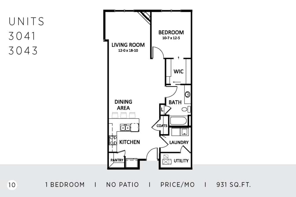 One Bedroom - 931 Sq. Ft.